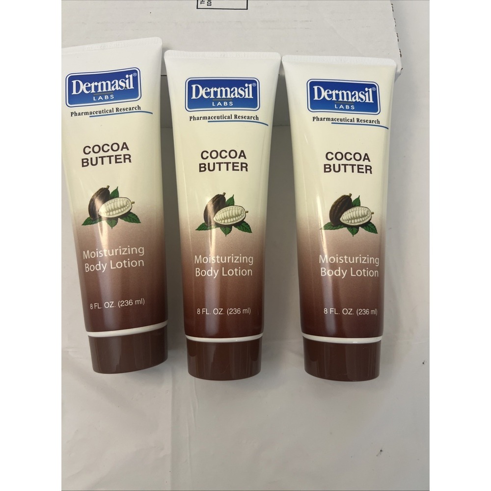 Dermasil Labs Cocoa Butter Moisturizing‎ Body Lotion  8 OZ Each 3 Sealed Tubes